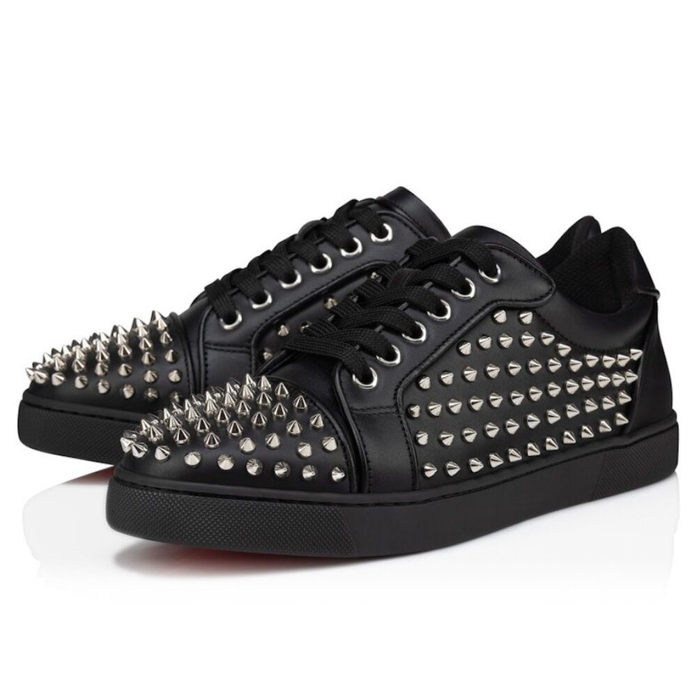 Christian Louboutin VIEIRA NIGHT Spikes Flat Low Top Sneakers Shoes Black
